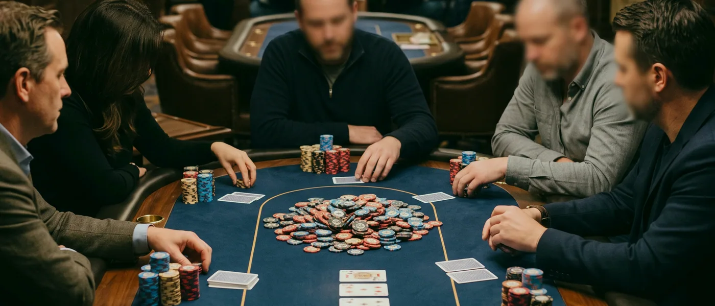 A hand of euchre dealt out across the felt.