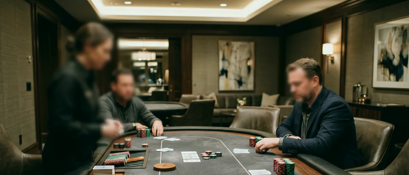 Four chips left on the rail at the end of a hand.